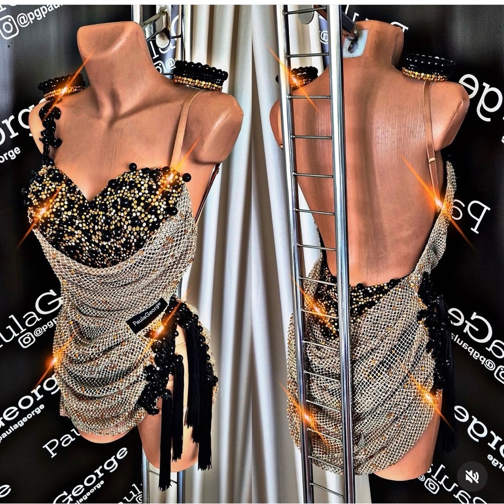 Stunning Rhythm/Latin Dress with tassels and an open back